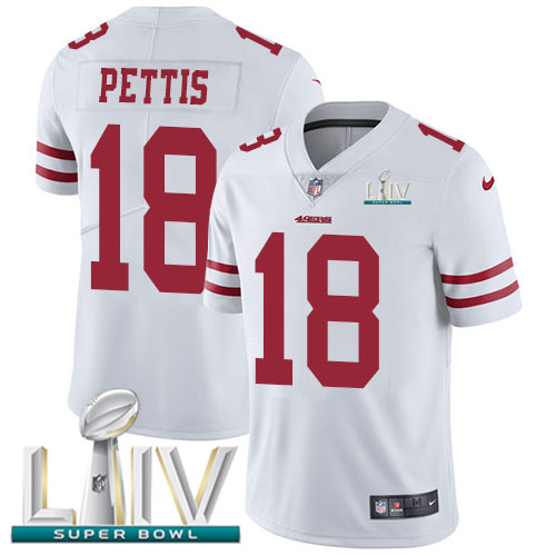 San Francisco 49ers Nike 18 Dante Pettis White Super Bowl LIV 2020 Men Stitched NFL Vapor Untouchable Limited Jersey